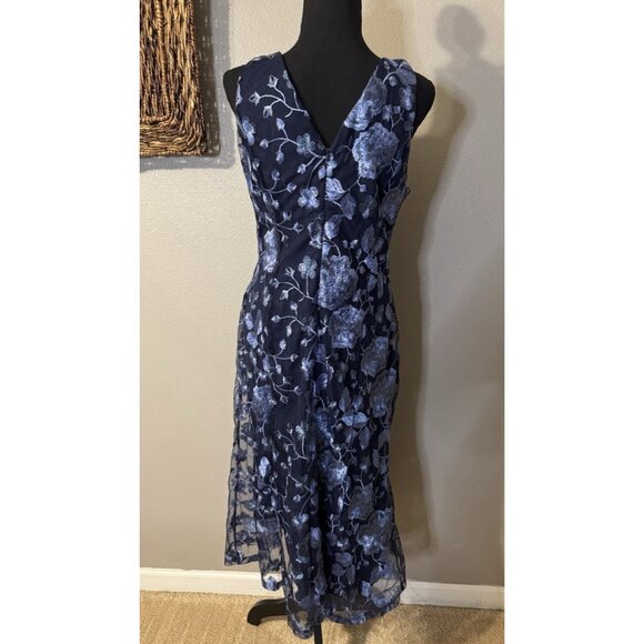 Marina Midi Dress Womens L Navy Floral Lace Embroidered Party Cocktail NEW $139 - mordernwear.com Marina Midi Dress Womens L Navy Floral Lace Embroidered Party Cocktail NEW $139 - mordernwear.com